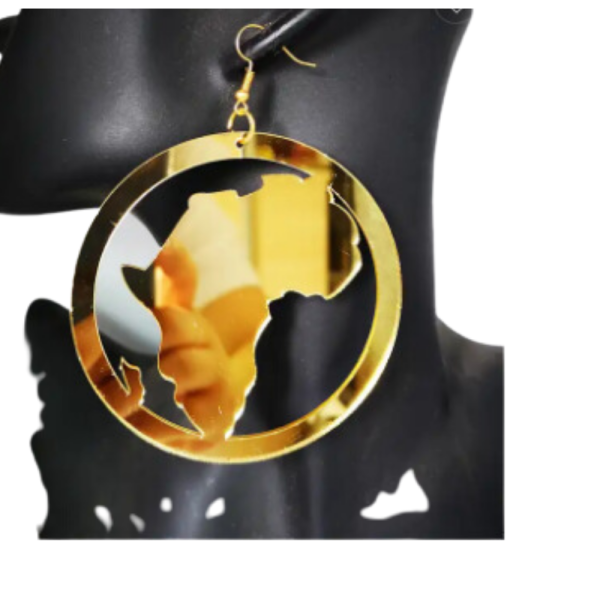 Gold Mirror Acrylic Africa Map Earrings